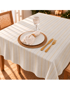Mantel de Tusor + Rayas Plata Holidays