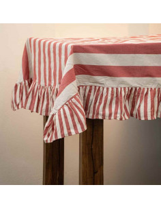 Mantel de Tusor -  Rayas Anchas Con Volados - Holidays 2